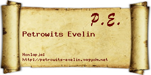 Petrowits Evelin névjegykártya